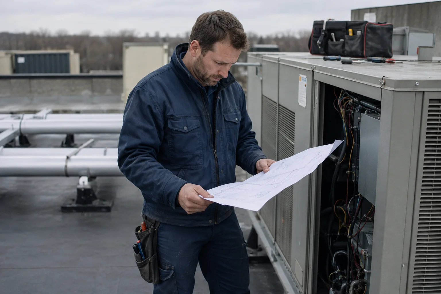 A contractor reviewing the details of a project